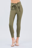 High Waisted Belted Pegged Stretch Pant