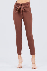 High Waisted Belted Pegged Stretch Pant