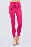 High Waisted Belted Pegged Stretch Pant