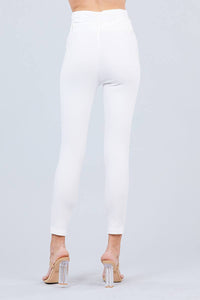 High Waisted Belted Pegged Stretch Pant