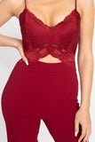 Floral Lace Front Cutout Jumpsuit