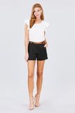 Front Slit Hem W/pocket And Belt Short Pants