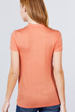 Short Sleeve Mock Neck Rayon Spandex Rib Top