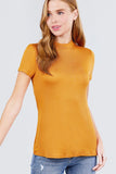 Short Sleeve Mock Neck Rayon Spandex Rib Top