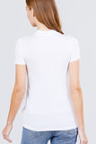 Short Sleeve Mock Neck Rayon Spandex Rib Top