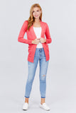 Long Sleeve Rib Banded Open Sweater Cardigan W/pockets