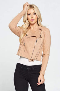 Faux Suede Moto Leather Jacket