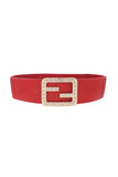 2fb Rhinestone Buckle Elastic Belt