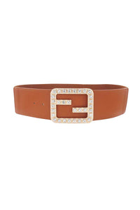 2fb Rhinestone Buckle Elastic Belt