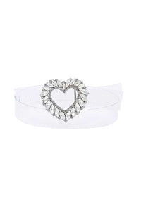 Luxe Rhinestone Heart Buckle Clear Belt