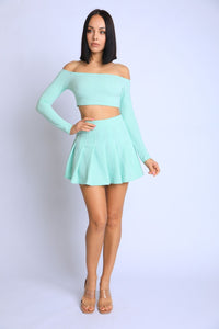 Off Shoulder, Skater Skirt Set