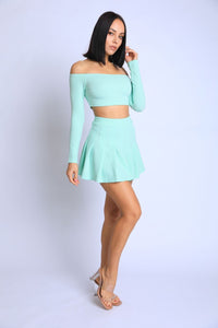 Off Shoulder, Skater Skirt Set