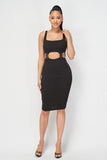 Cut-out Buckle Detail Bodycon Dress