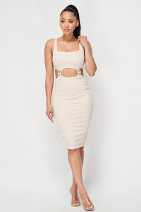 Cut-out Buckle Detail Bodycon Dress