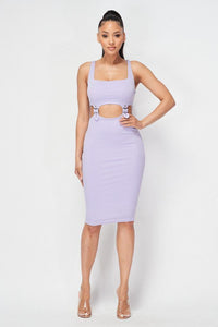 Cut-out Buckle Detail Bodycon Dress