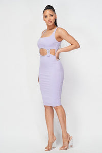 Cut-out Buckle Detail Bodycon Dress